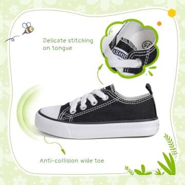 Sonsage Toddler Boys Girls Canvas Sneakers Soft Sole T-Strap Shoes Lightweight Comfy Classical Flats Non Skid Shoe for Little Kids