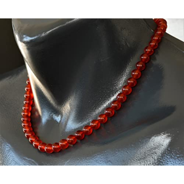 Natural Carnelian Beaded Choker - Unique Healing Crystal Necklace, 8mm Beads