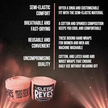 CLETO REYES Compression Hand Wraps for Boxing Gloves, Stretchy Breathable, MMA, Kickboxing, Muay Thai, Martial Arts Workout Equipment, Hook and Loop Closure, Pink, Pack of 2