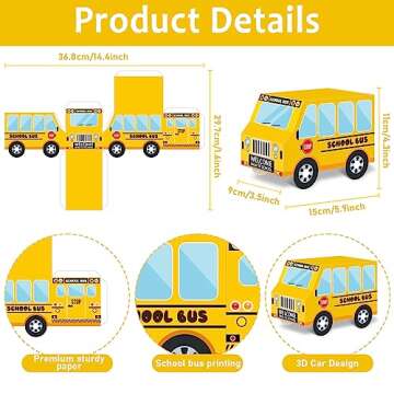 12 PCS School Bus Party Treat Boxes School Bus Decorations Back to School Party Favor Boxes First Day of Yellow School Bus Candy Box for Kids Birthday Gift Welcome Back to School Classroom Party Decor