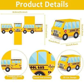 12 PCS School Bus Party Treat Boxes School Bus Decorations Back to School Party Favor Boxes First Day of Yellow School Bus Candy Box for Kids Birthday Gift Welcome Back to School Classroom Party Decor