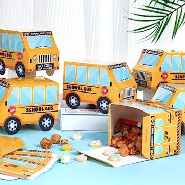 12 PCS School Bus Party Treat Boxes School Bus Decorations Back to School Party Favor Boxes First Day of Yellow School Bus Candy Box for Kids Birthday Gift Welcome Back to School Classroom Party Decor