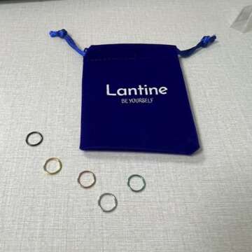 Lantine 5 Pcs Nose Rings Hoops for Women Set 316L Surgical Steel Septum Rings 8mm Rook Daith Tragus Piercing Jewelry Hinged Cartilage Gold Hoop Earrings 18G