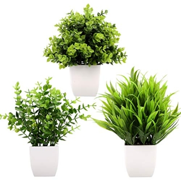 GREENTIME 3Pack Mini Fake Plants - No Maintenance, Year-Round Greenery