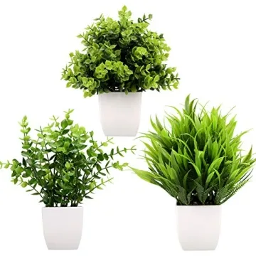 GREENTIME 3Pack Mini Fake Plants - No Maintenance, Year-Round Greenery