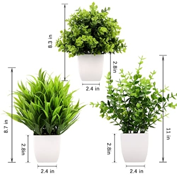 GREENTIME 3Pack Mini Fake Plants for Home Office Decor