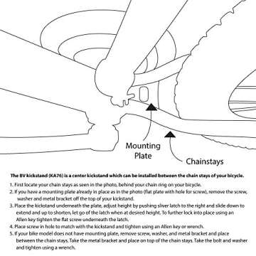 BV Chromium Adjustable Bicycle Kickstand - Durable & Easy