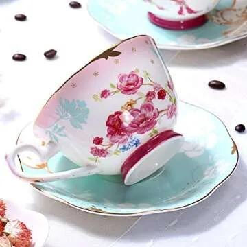 Elegant AWHOME Bone China Teacup and Saucer Set