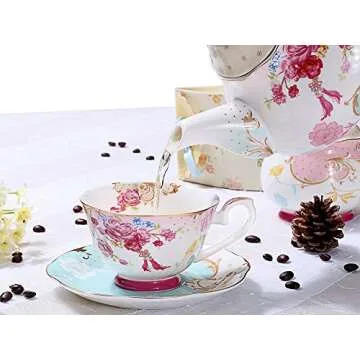 Elegant AWHOME Bone China Teacup and Saucer Set