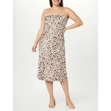 The Drop Women's Danica Strapless Midi Dress, Chocolate Daisy Print, 2X, Plus Size