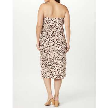 The Drop Women's Danica Strapless Midi Dress, Chocolate Daisy Print, 2X, Plus Size