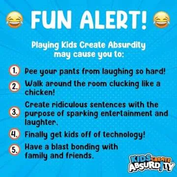Kids Create Absurdity Funny Card-Game for Kids Family Game Night-Laugh Until You Cry- Stocking-Stuffer-for-Kids A Fun Fill in The Blank Card Game for Ages 6-12 Years Old.