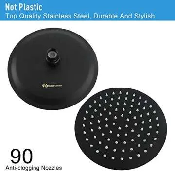 NearMoon Rain Shower Head, Ultra-Thin Design-Pressure Boosting, Awesome Some Experience, High Flow Stainless Steel Rainfall Head (8 Inch,Matte Black)