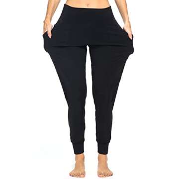 Kcutteyg Womens Joggers with Pockets High Waisted, Lightweight Quick Dry Athletic Workout Soft Pants for Gym, Yoga, Running (Black,Medium)