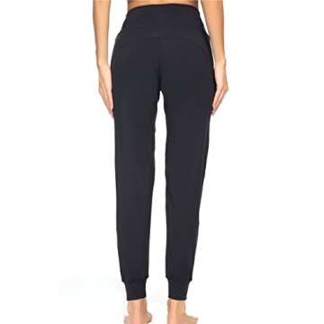Kcutteyg Womens Joggers with Pockets High Waisted, Lightweight Quick Dry Athletic Workout Soft Pants for Gym, Yoga, Running (Black,Medium)