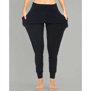 Kcutteyg Womens Joggers with Pockets High Waisted, Lightweight Quick Dry Athletic Workout Soft Pants for Gym, Yoga, Running (Black,Medium)