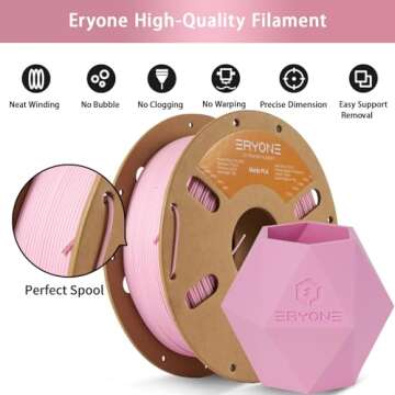 Eryone Matte PLA Filament for 3D Printer, 1.75mm, 1kg - Pink