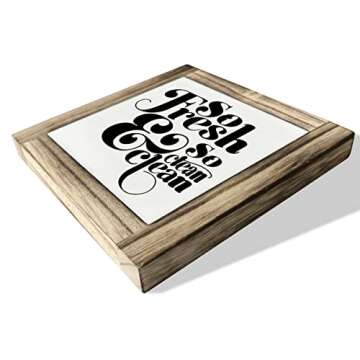 Funny Restroom Wood Plaque Sign, So Fresh So Clean, Box Wood Plaques Desk Décor 5.9×5.9×0.7inch, Small Signs for Home Decor Shelf, Bathroom Décor, Children Restroom Wooden Decoration