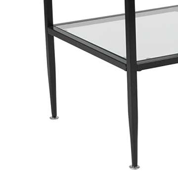 Flash Furniture Newport End Table with Glass Top and Metal Frame