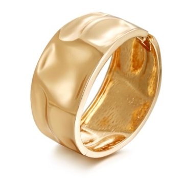 GREICHFAN Chunky Gold Bangle Bracelet - Wide Hammered Texture Statement Jewelry