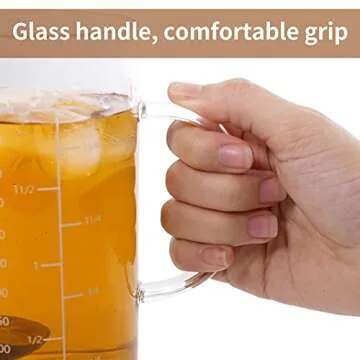 Newness Glass Measuring Cup with Handle, 500 ML (0.5 Liter, 2 Cup) Measuring Cup with Three Scales (OZ, Cup, ML/CC) and V-Shaped Spout, Measuring Beaker for Kitchen or Restaurant, Easy to Read