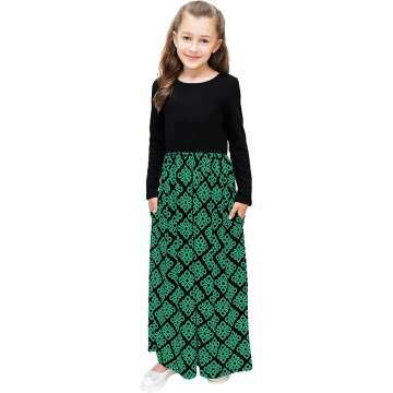 KYMIDY Girls Floral Maxi Dress with Pockets