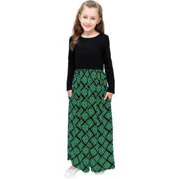 KYMIDY Girls Floral Maxi Dress with Pockets