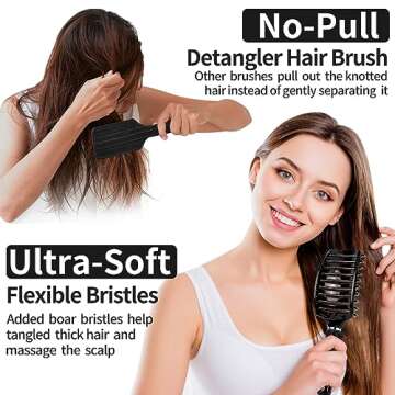 HIPPIH 2-Pack Detangling Hair Brush Set for All Hair Types