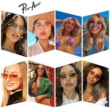 Pro Acme Rimless Rectangle Sunglasses - 90s Stylish UV400 Protection for Men & Women