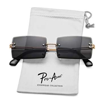 Pro Acme Rimless Rectangle Sunglasses for UV400 Protection