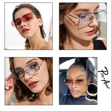 Pro Acme Rimless Rectangle Sunglasses for UV400 Protection