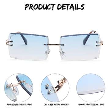 Pro Acme Rimless Rectangle Sunglasses for UV400 Protection