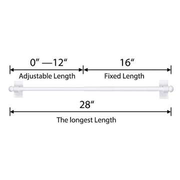 Turquoize 2 Pack Magnetic Curtain Rods for Metal Doors with Adjustable Length,Extends from 16 inch t...