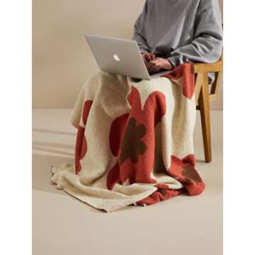 GunziStreet Floral Throw Blanket Big Flower Pattern Soft Cozy Warm Fuzzy Fluffy Microfiber Feather f...