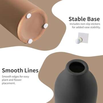 Ceramic Vase Set of 3,Vase Home Decor,Modern Farmhouse Decor, Flower Vase for Pampas Grass Dried Fresh Flowers,Bedroom,Living Room,Bookshelf Decoration, Centerpiece Table Decor,Boho Decor.