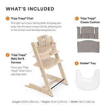 Tripp Trapp High Chair with Cushion & Tray - Natural Grey
