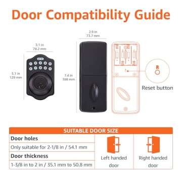 Amazon Basics Electronic Keypad Deadbolt Door Lock with Touch-Control Keyless Entry, Keyed Entry Option, Traditional, Matte Black, 1-Pack