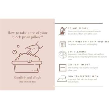 Fabritual Handmade 22x22 Inches Thick Linen Block Print Decorative Throw Pillowcase Cushion Cover with Invisible Zipper for Sofa, Couch, Fall, Christmas Decoration, Home Decor, Bheeshma, Light Blue