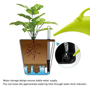 T4U 5.5 Inch Self Watering Plastic Planter with Water Level Indicator Pack of 3 - Matte White, Modern Decorative Planter Flower Pot for House Plants, Herbs, Aloe, African Violets, Succulents