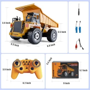 KASQERT RC Dump Truck Toys for Boys, 11 Channel Remote Control Dump Truck, RC Construction Vehicles with Sound and Light, Perfect Dump Truck Set Toy for Boys 6 7 8 9 10 11 12