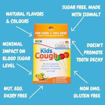 Lil' Giggles Kids Medicated Lollipops - Sweet Gentle Relief for Kids & Non-drowsy - Kids Cough, Sore Throat, Congestion & Hoarseness - Homeopathic Remedy Children's Love - Apple, Cherry & Orange 12 CT