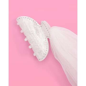 xo, Fetti Bride Veil Claw Clip | Bachelorette Party Decorations Rhinestone Detachable Veil Claw Clip | Bach Accessory, Bride To Be Gift, Bridesmaid Favors