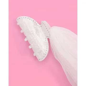 xo, Fetti Bride Veil Claw Clip | Bachelorette Party Decorations Rhinestone Detachable Veil Claw Clip | Bach Accessory, Bride To Be Gift, Bridesmaid Favors