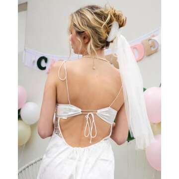 xo, Fetti Bride Veil Claw Clip | Bachelorette Party Decorations Rhinestone Detachable Veil Claw Clip | Bach Accessory, Bride To Be Gift, Bridesmaid Favors