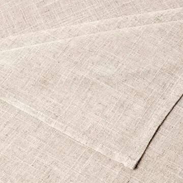 SARO LIFESTYLE Poly and Linen Blend Toscana Tablecloth with No Hemstitch Border, Natural, 90"x132"