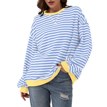 Stylish TERIVEEK Women’s Oversized Striped Sweatshirt