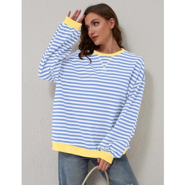 Stylish TERIVEEK Women’s Oversized Striped Sweatshirt