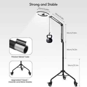 LUXSURE Ring Light Tripod for iPhone, Overhead Phone/Camera Mount with Casters,LED Ring Light with Stand and Phone Holder,Phone Tripod with Light for Video Recording/Live Streaming/Cooking