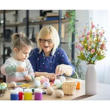 RoseCraft Artificial Easter Flower, 5 Pcs Easter Colorful Egg Berries Decorations, Spring Flower Stems Egg Twig Branches, for Home Party Vase Flower Arrangement Centerpiece Decor.