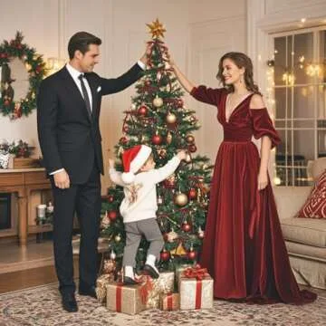 Spiritlele 30 Pcs Burgundy Christmas Bows for Christmas Tree Velvet Ribbon Bow Knot Vintage Wreath B...